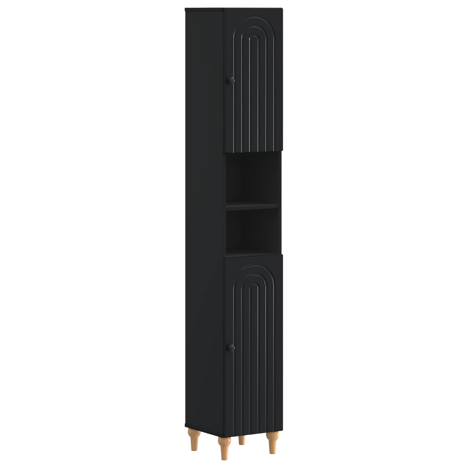 Badkamerkast met Open Plank ALKMAAR Zwart 30 x 31 x 190 cm – afbeelding 1
