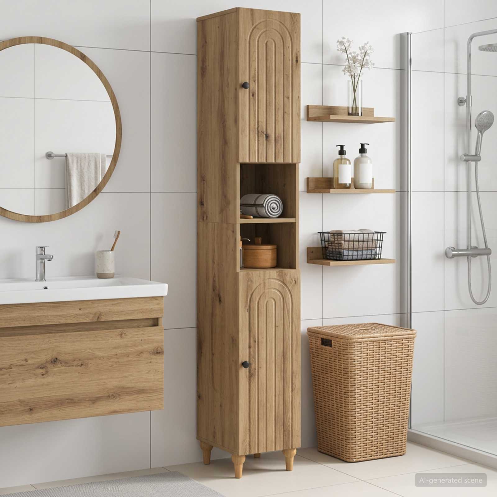 Vannitoa kapp avatud riiuliga ALKMAAR Artisan tamm