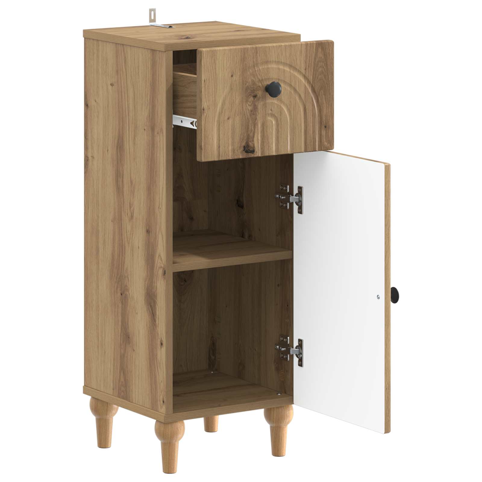 Badkamer Opbergkast ALKMAAR Artisanaal eiken 30 x 31 x 80 cm - Afbeelding 3