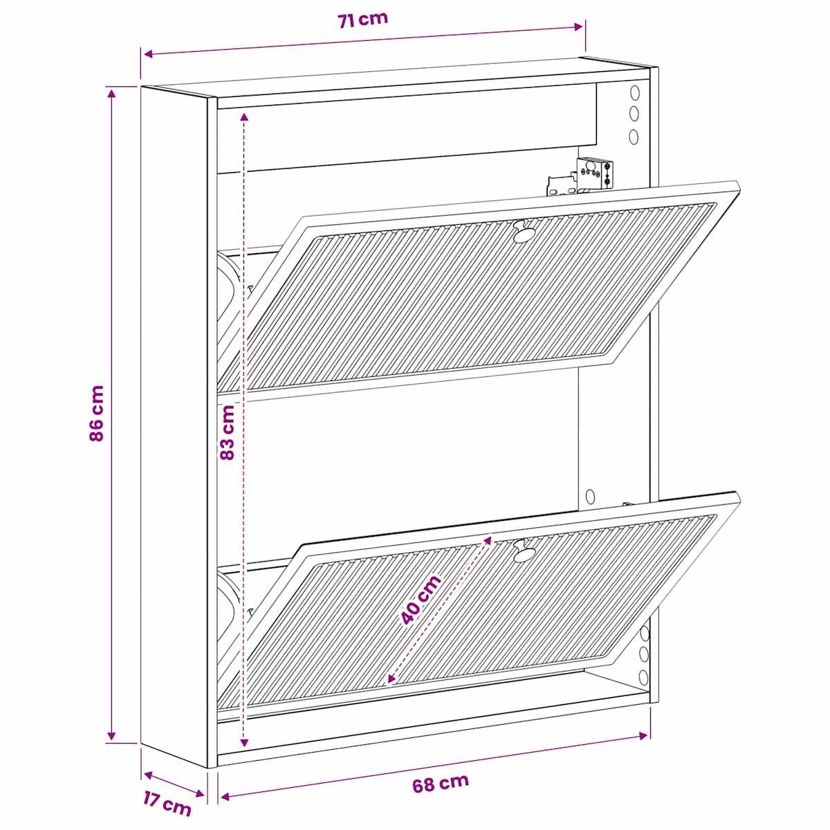 Vægmonteret Skoskab ALKMAAR 71 x 17 x 86 cm Konstrueret træ - Billede 9