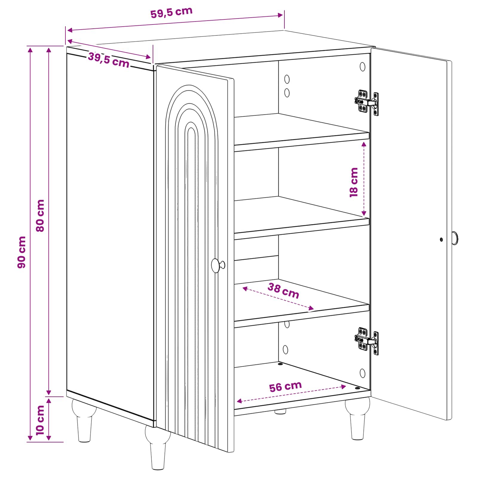 Schoenenkast ALKMAAR 59,5 x 39,5 x 90 cm Bewerkt hout image 8