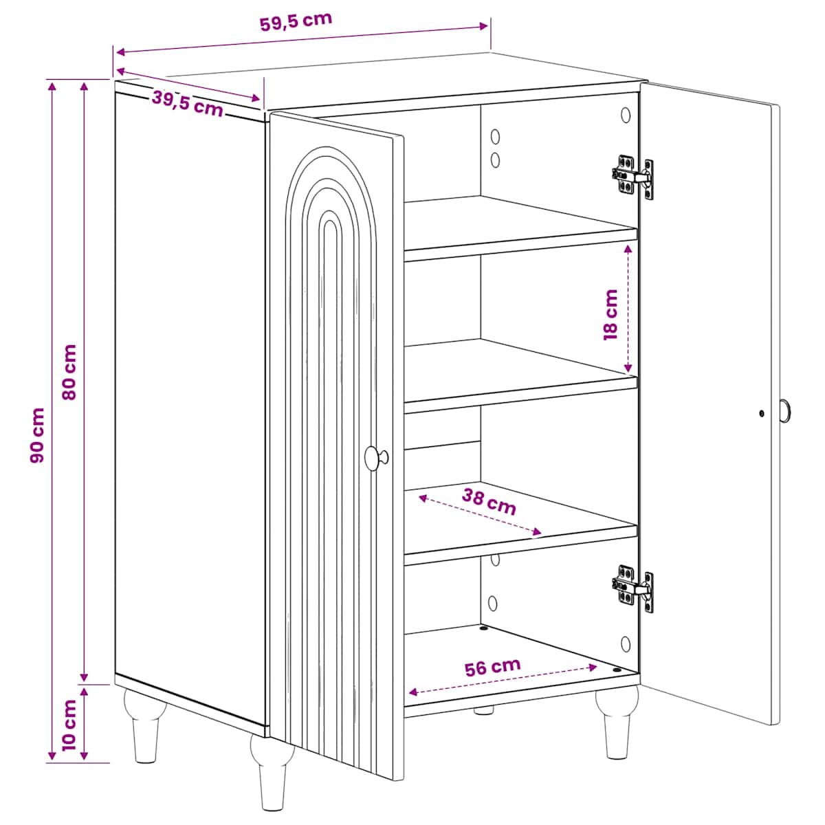 Sko skab ALKMAAR 59,5 x 39,5 x 90 cm Konstrueret træ - Billede 9