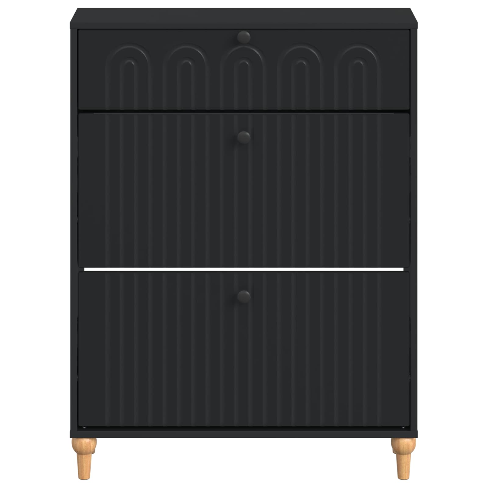 Schoenenkast ALKMAAR 78 x 24 x 103 cm Bewerkt hout Zwart image 3