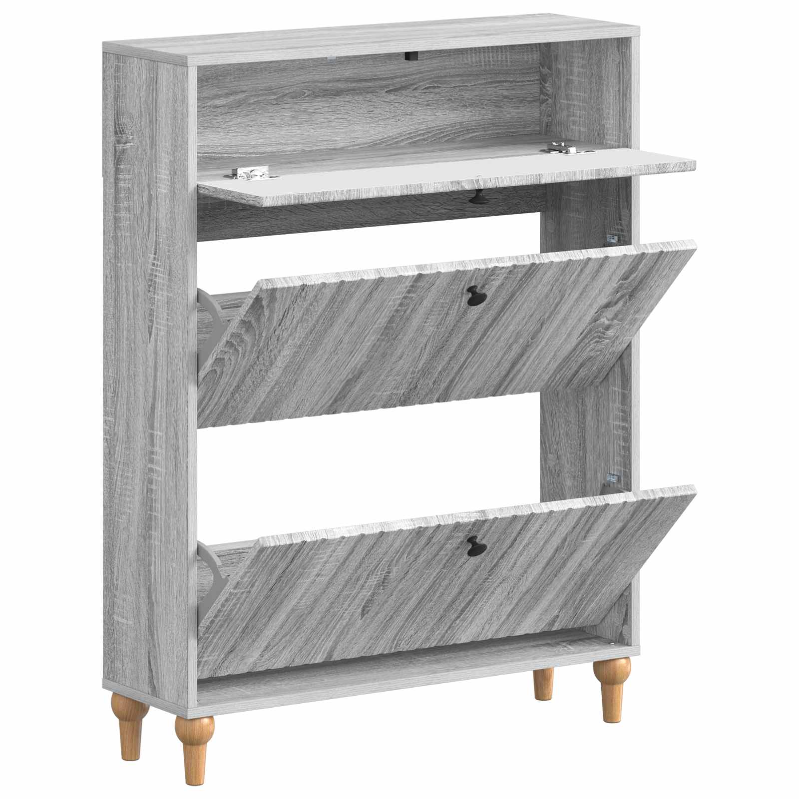 Schoenenkast ALKMAAR 78 x 24 x 103 cm Bewerkt hout Grijs Sonoma image 2