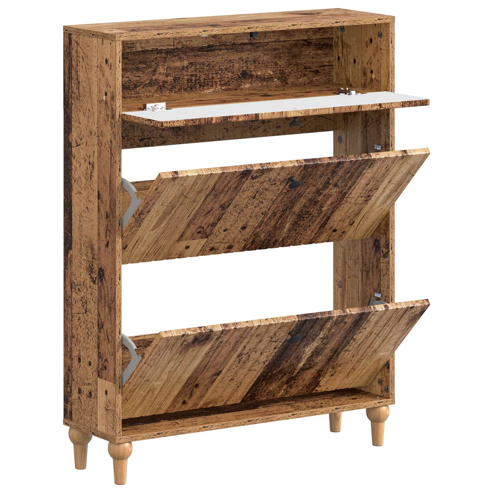 Schoenenkast ALKMAAR 78 x 24 x 103 cm Bewerkt hout Oud hout image 2
