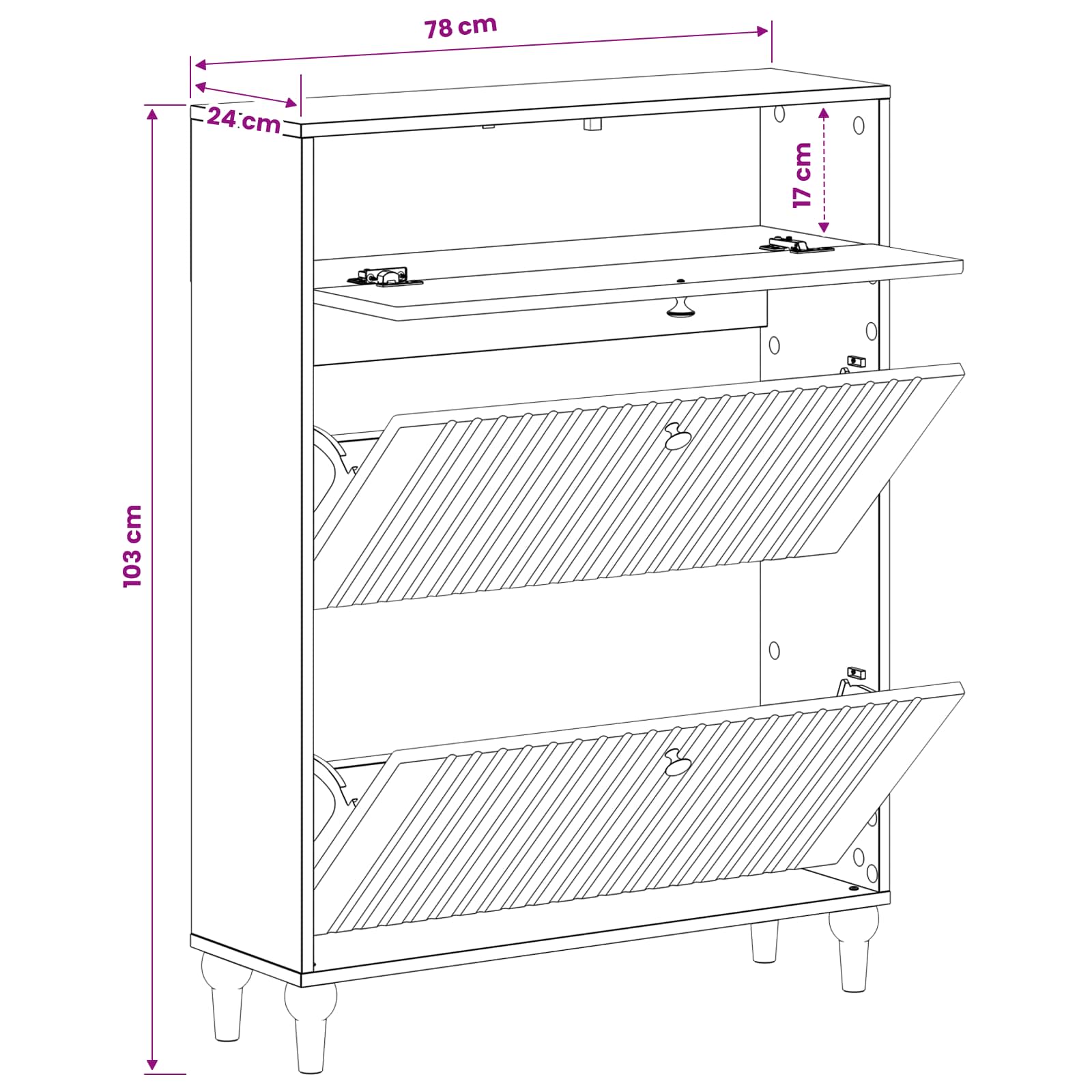 Schoenenkast ALKMAAR 78 x 24 x 103 cm Bewerkt hout Oud hout image 7