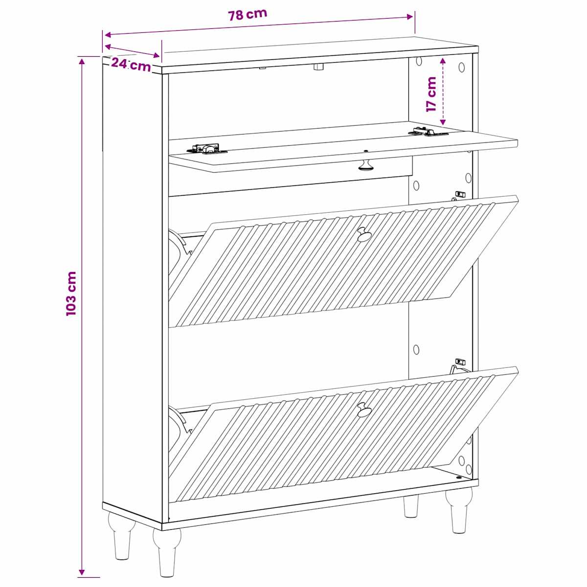 Sko skab ALKMAAR 78 x 24 x 103 cm Konstrueret træ - Billede 9