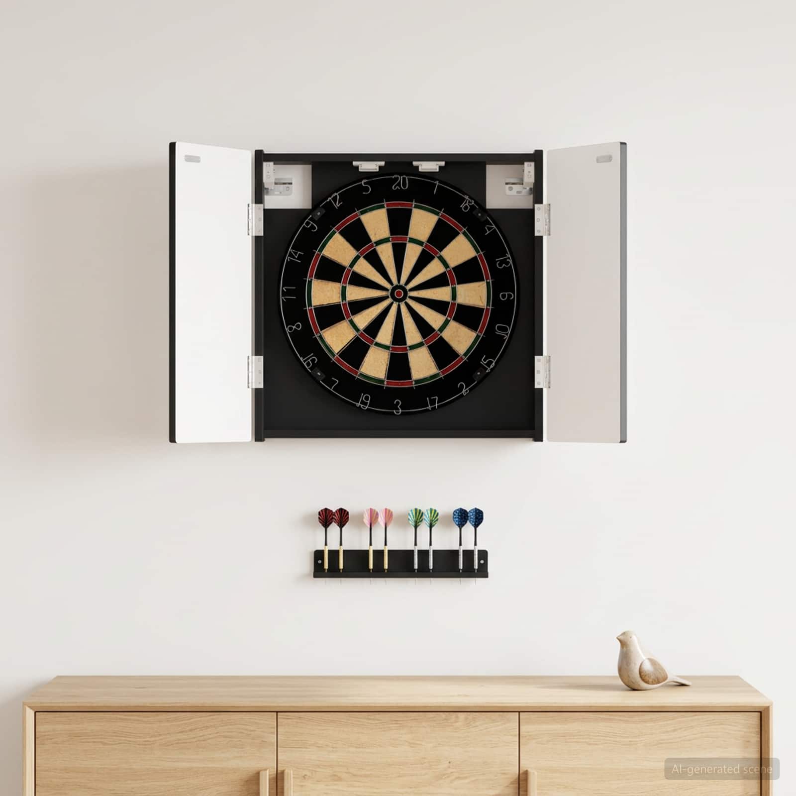 vidaXL Dartboard Skab ARNHEM Sort 52,5 x 10,5 x 53,5 cm