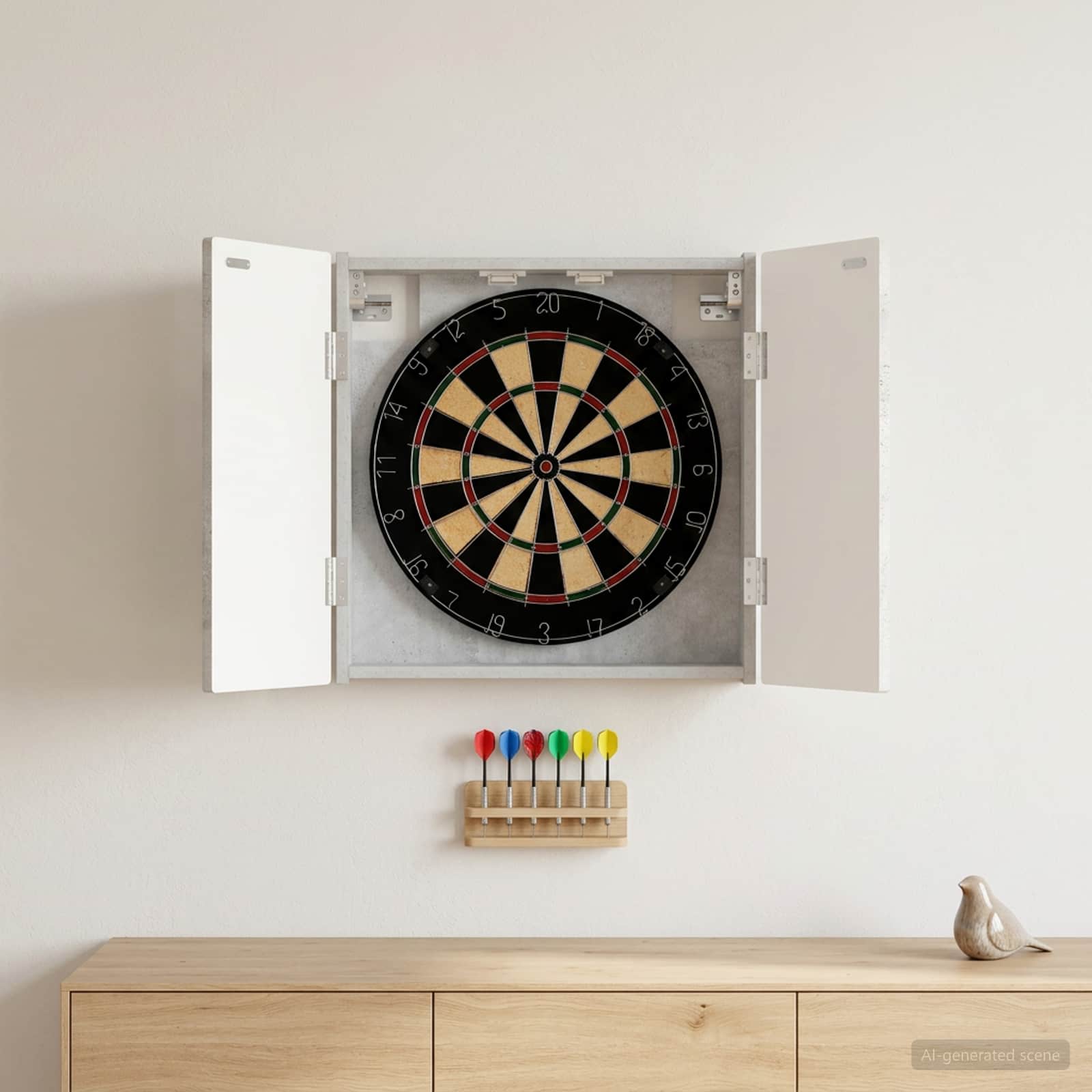 vidaXL Dartboard Skab ALKMAAR Betongrå 52,5 x 10,5 x 53,5 cm