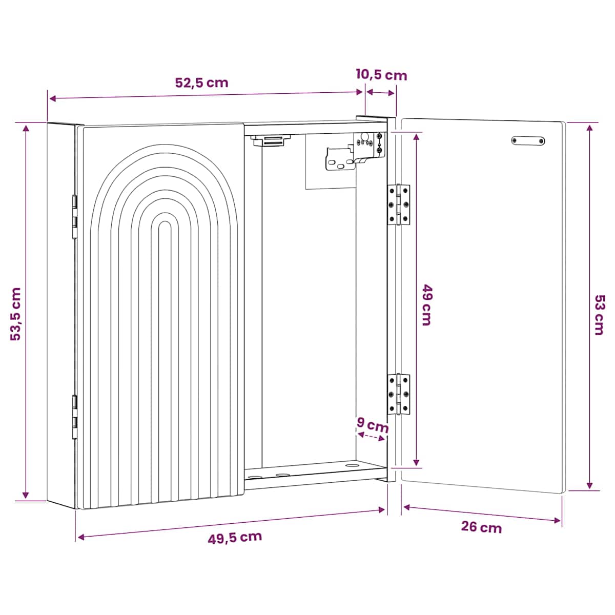 Dartboard Skab ALKMAAR 52,5 x 10,5 x 53,5 cm - Billede 9