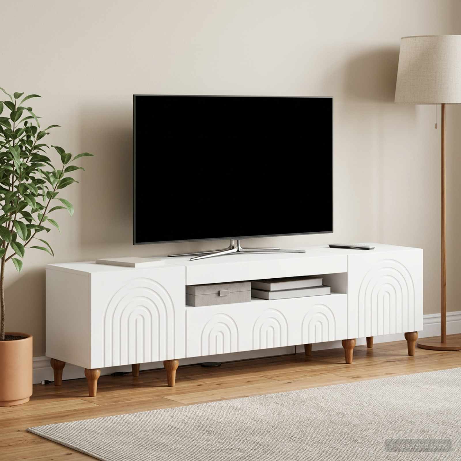 LED TV-kaappi valkoinen Tekninen puu
