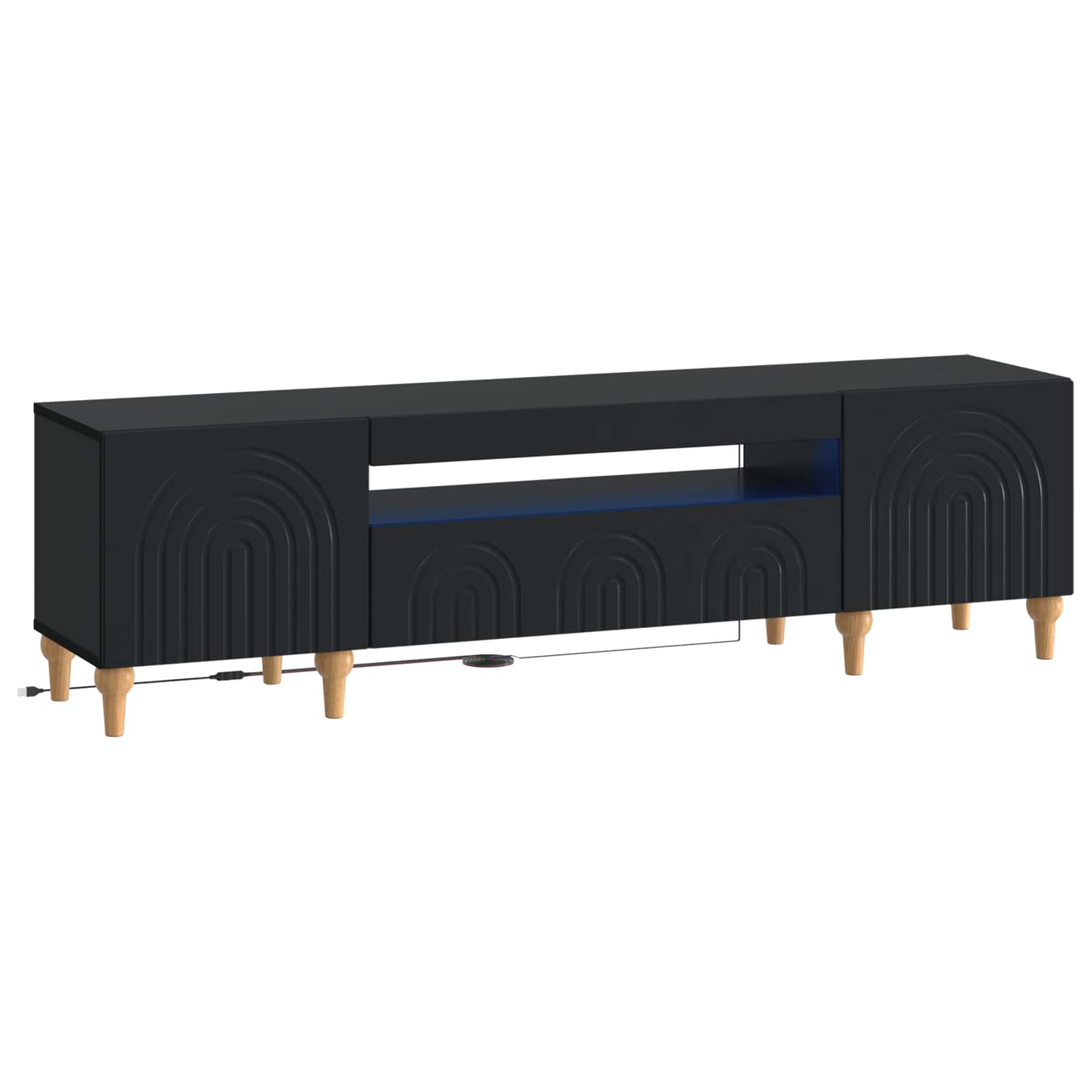 LED TV-kaappi Musta Tekninen puu