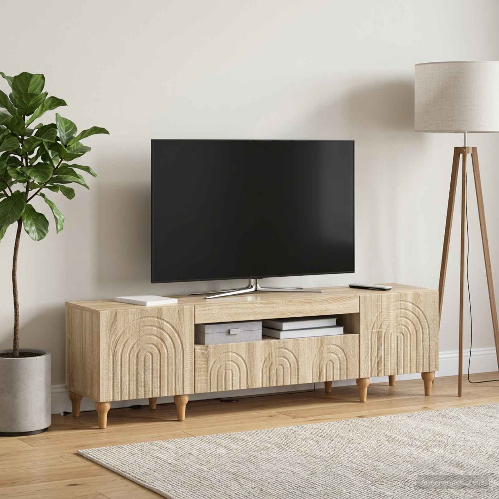LED TV-kaappi Sonoma-tammi Tekninen puu