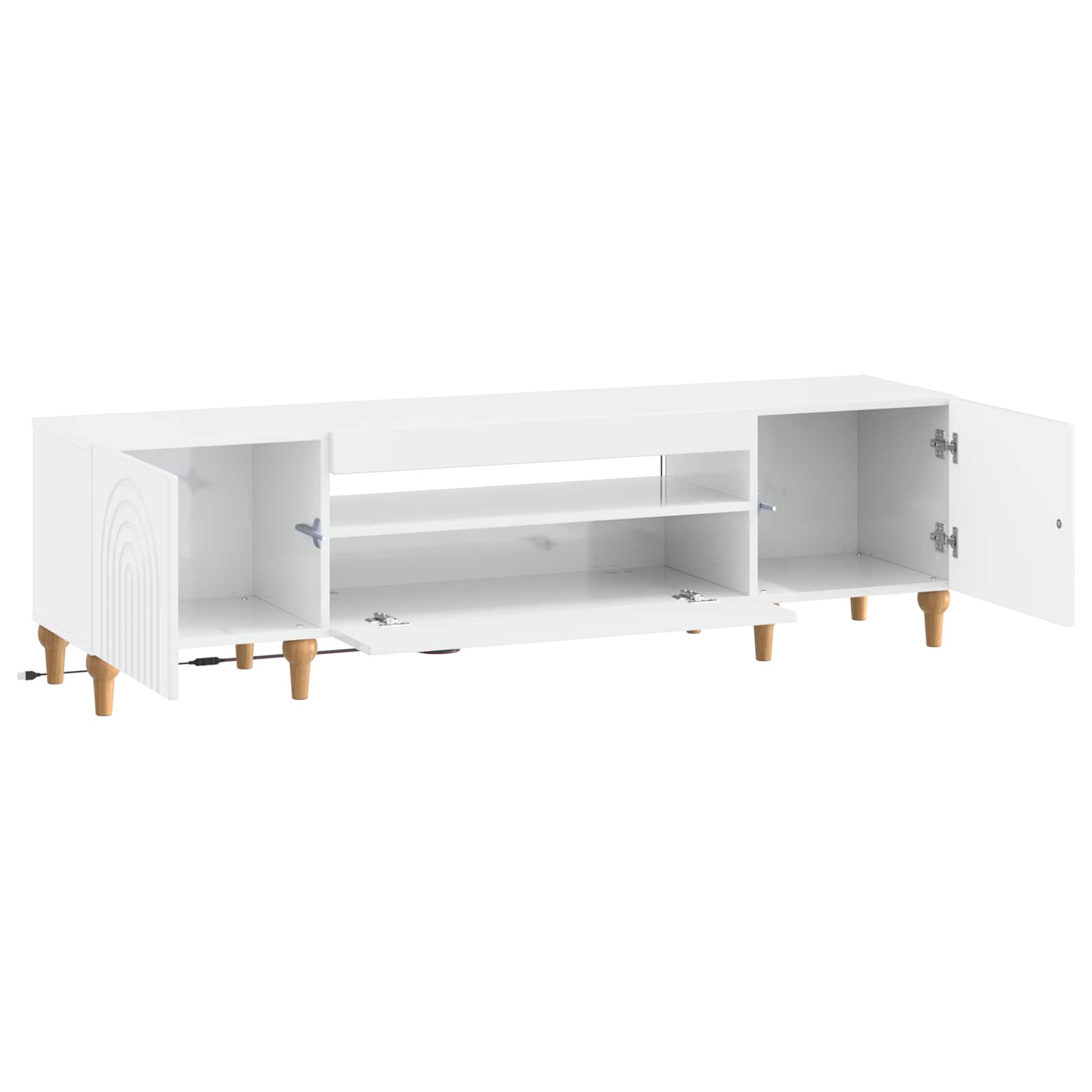 LED TV-kaappi Korkeakiiltoinen valkoinen Tekninen puu - Image 3