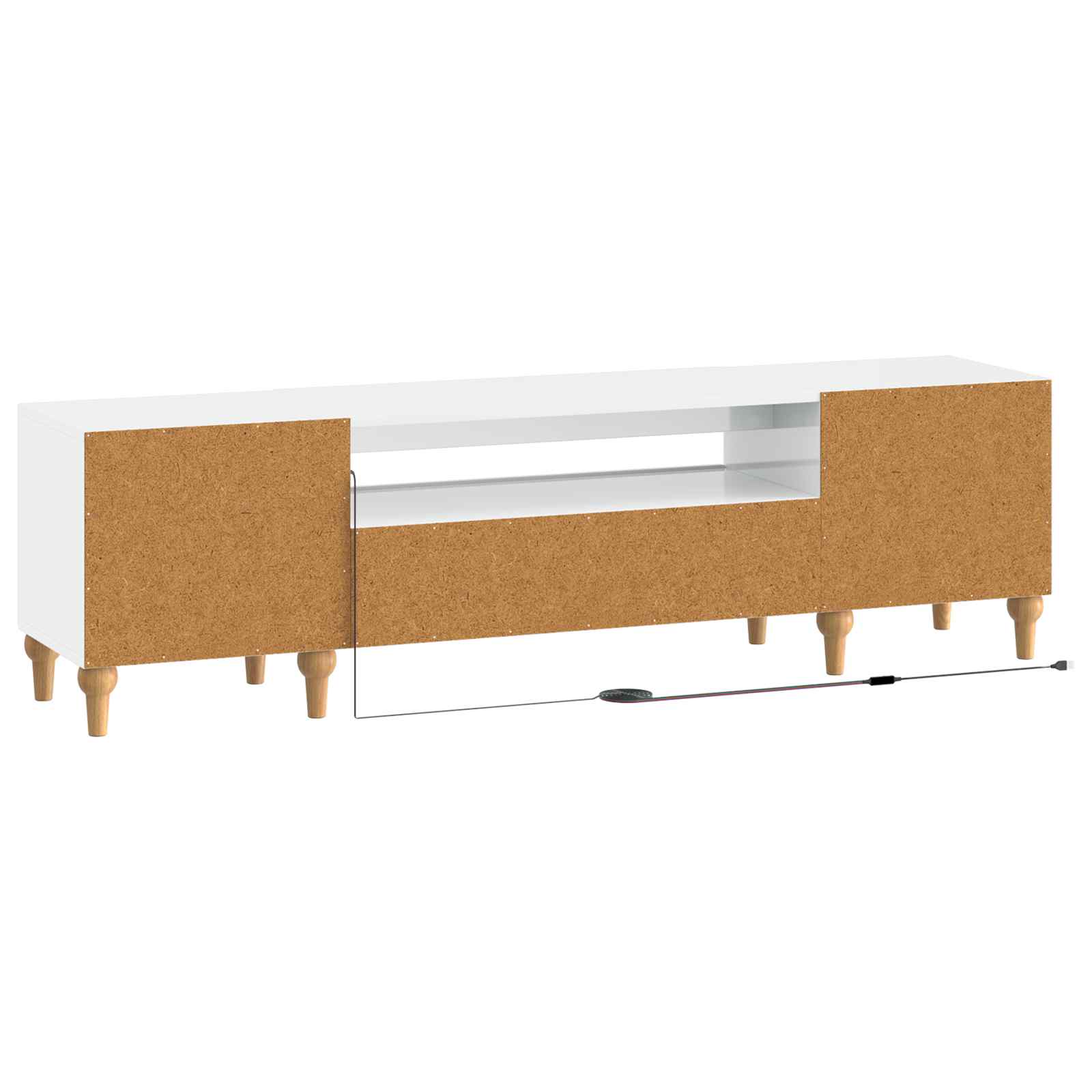 LED TV-kaappi Korkeakiiltoinen valkoinen Tekninen puu - Image 6