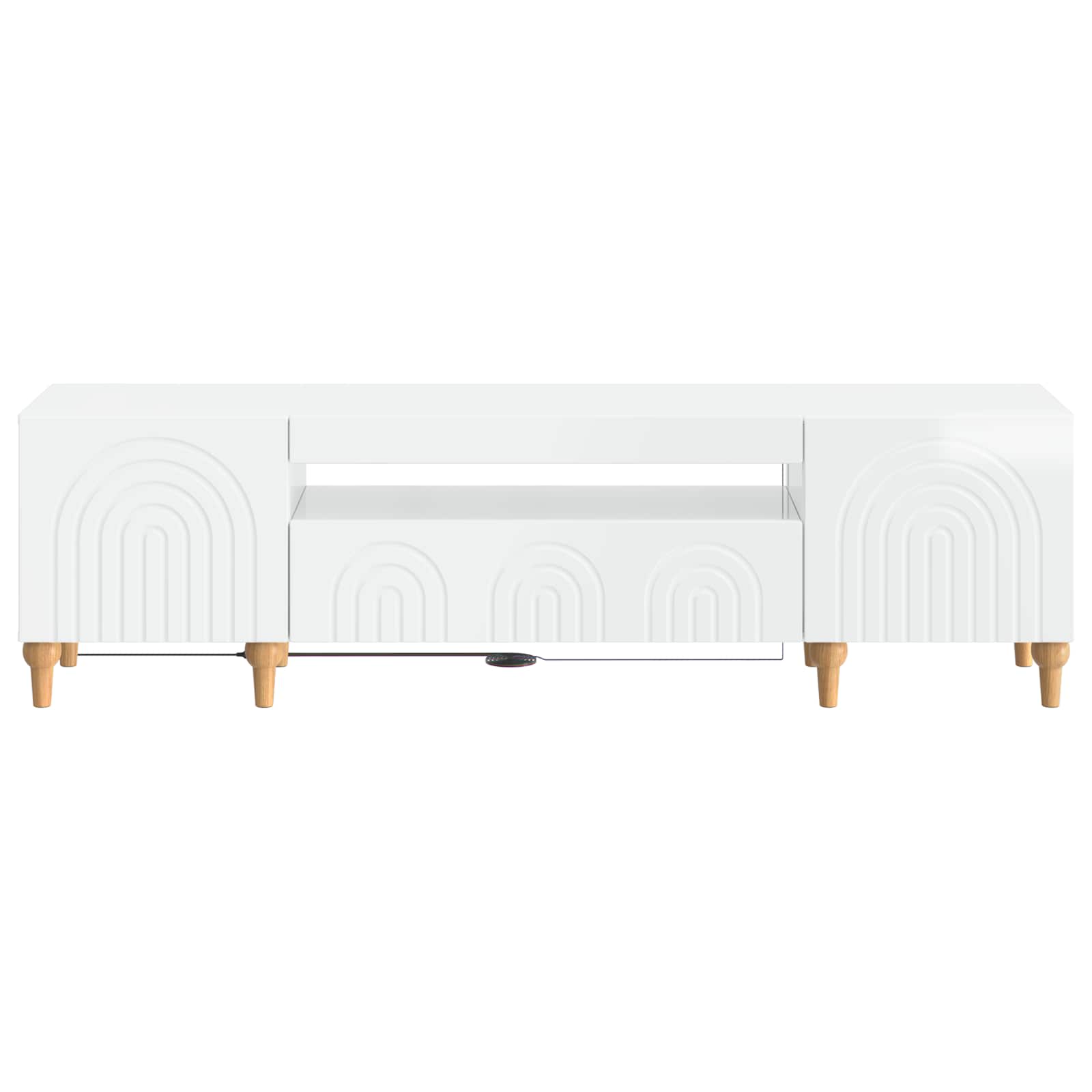 LED TV-kaappi Korkeakiiltoinen valkoinen Tekninen puu - Image 4