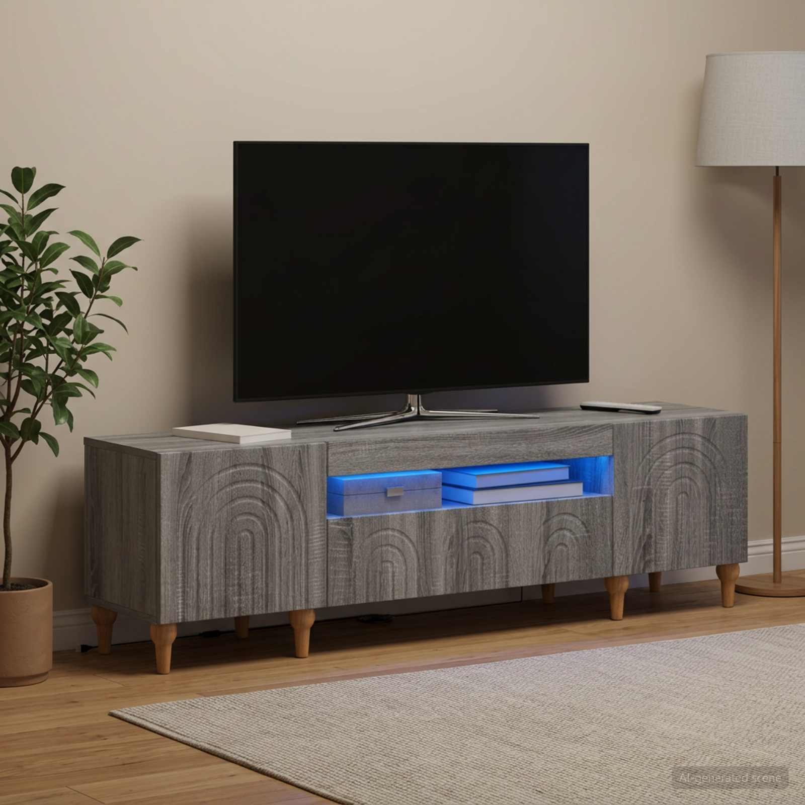 LED TV-kaappi Harmaa Sonoma Tekninen puu