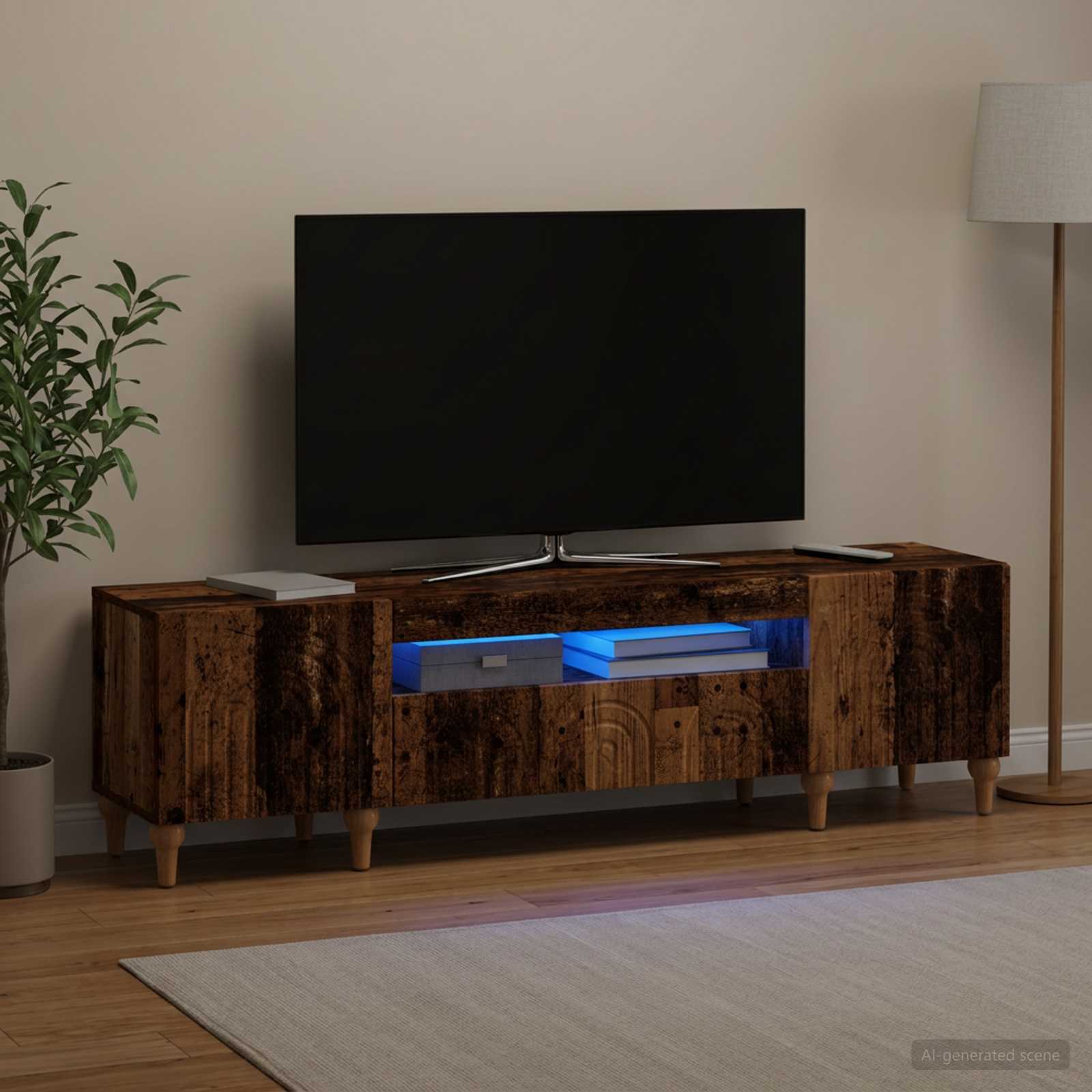 LED TV-kaappi Vanha puu Tekninen puu