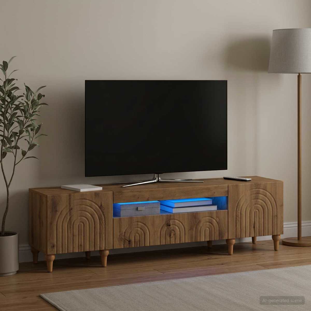 LED TV-skab ALKMAAR 153 x 35 x 43 cm Konstrueret træ - Billede 4