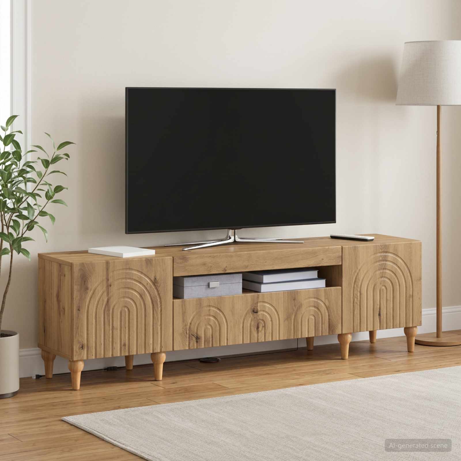 LED TV-kaappi ALKMAAR Artisaanitammi Tekninen puu