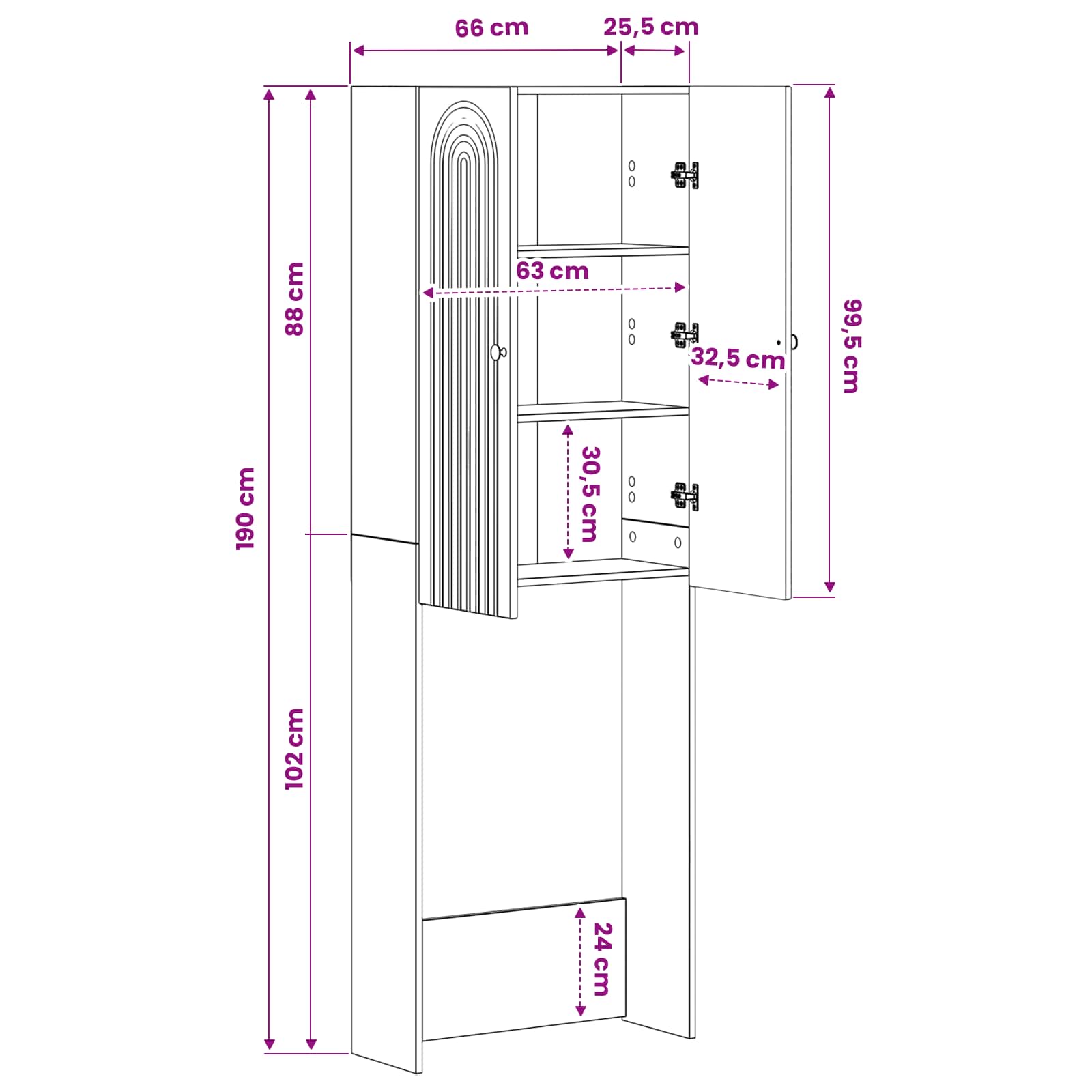 Toilet Cabinet ALKMAAR size guide