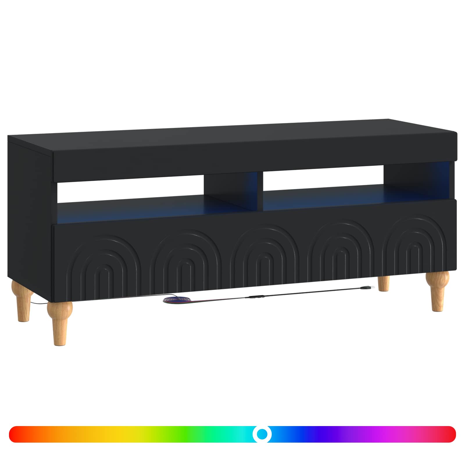 LED TV-kaappi Musta Tekninen puu - Image 2