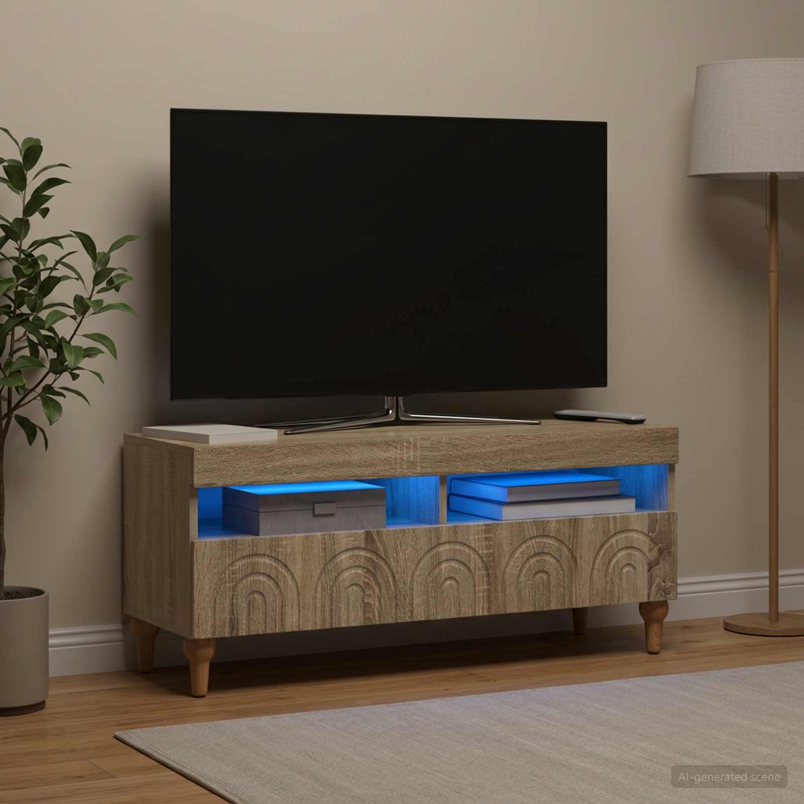 LED TV-kaappi ALKMAAR 100 x 35 x 43 cm Sonoma-tammi - Image 4