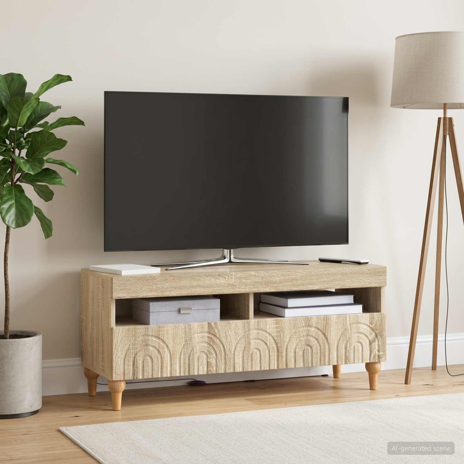 LED TV-kaappi Sonoma-tammi Tekninen puu