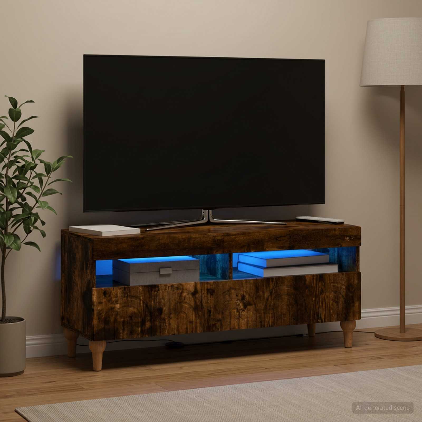 LED TV-kaappi ALKMAAR 100 x 35 x 43 cm Savutammi Tekninen puu - Image 4