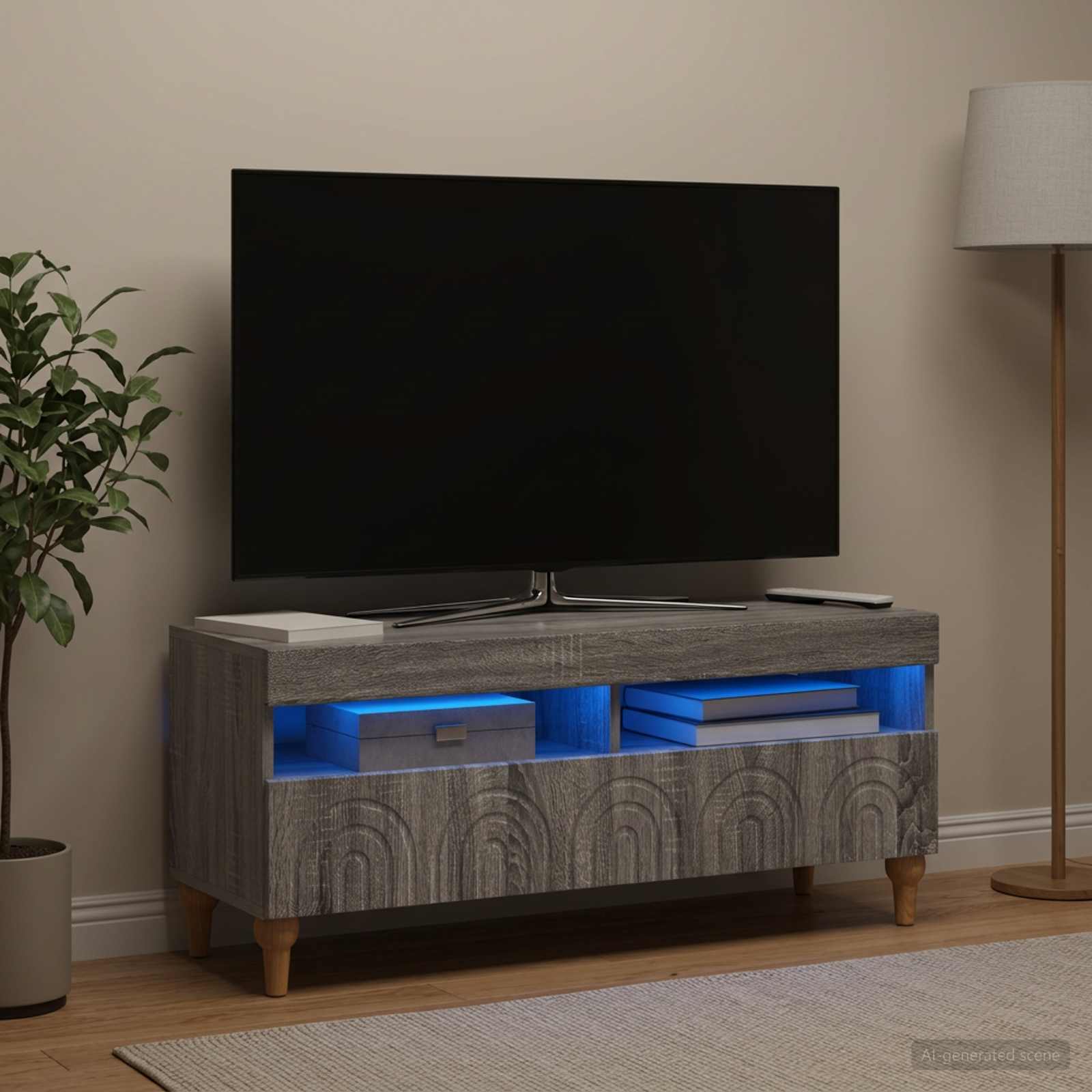 LED TV-kaappi Harmaa Sonoma Tekninen puu