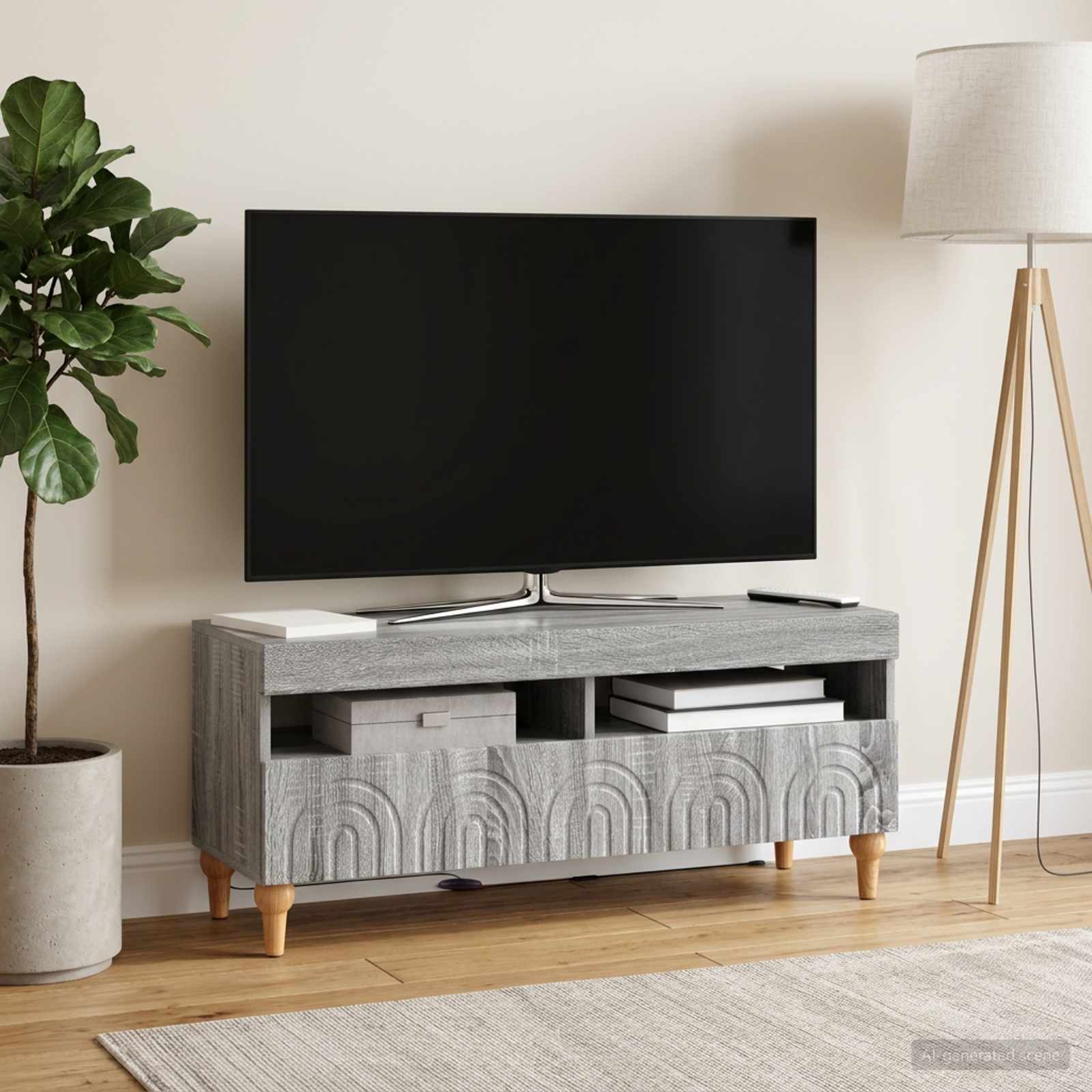 LED TV-kaappi ALKMAAR 100 x 35 x 43 cm Harmaa Sonoma - Image 4