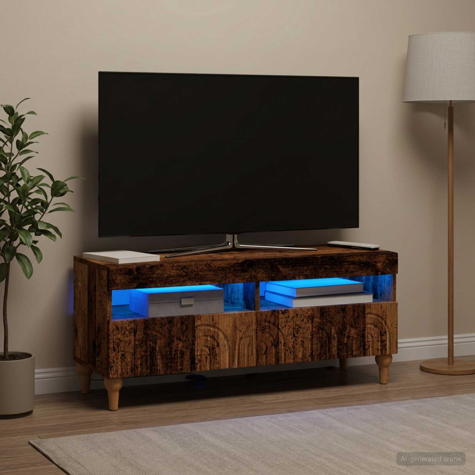 LED TV-kaappi Vanha puu Tekninen puu