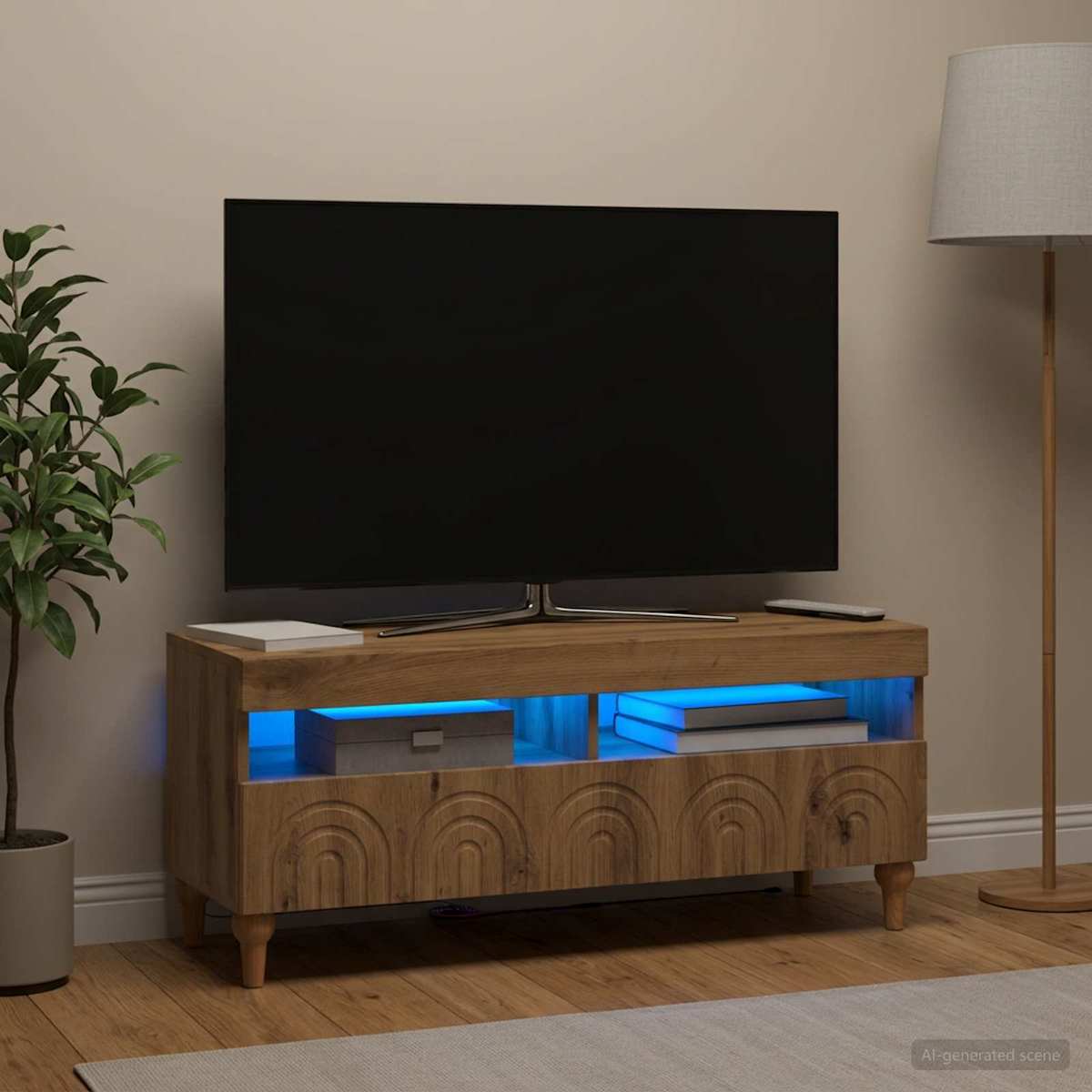 LED TV-skab ALKMAAR 100 x 35 x 43 cm Konstrueret træ