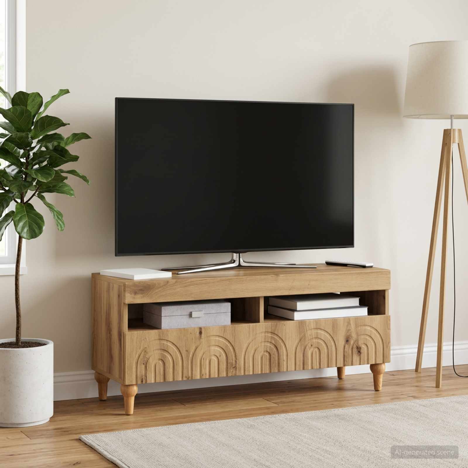 LED TV-kaappi ALKMAAR 100 x 35 x 43 cm Artisaanitammi - Image 4