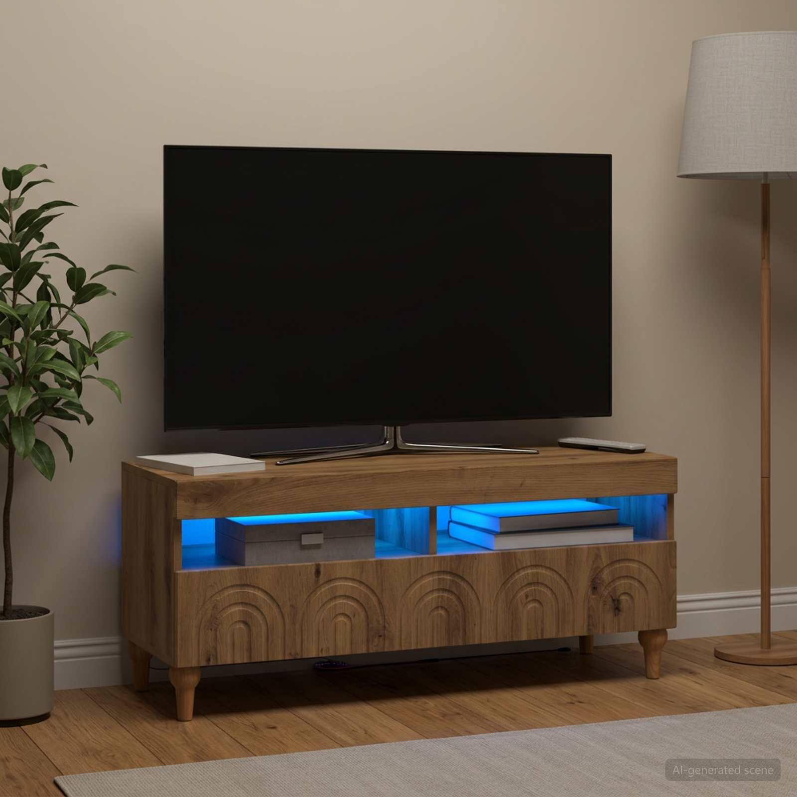 LED TV-kaappi Artisaanitammi Tekninen puu