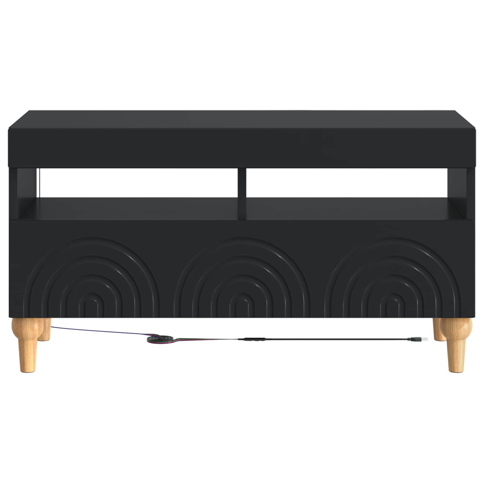 LED TV-kaappi Musta Tekninen puu - Image 4