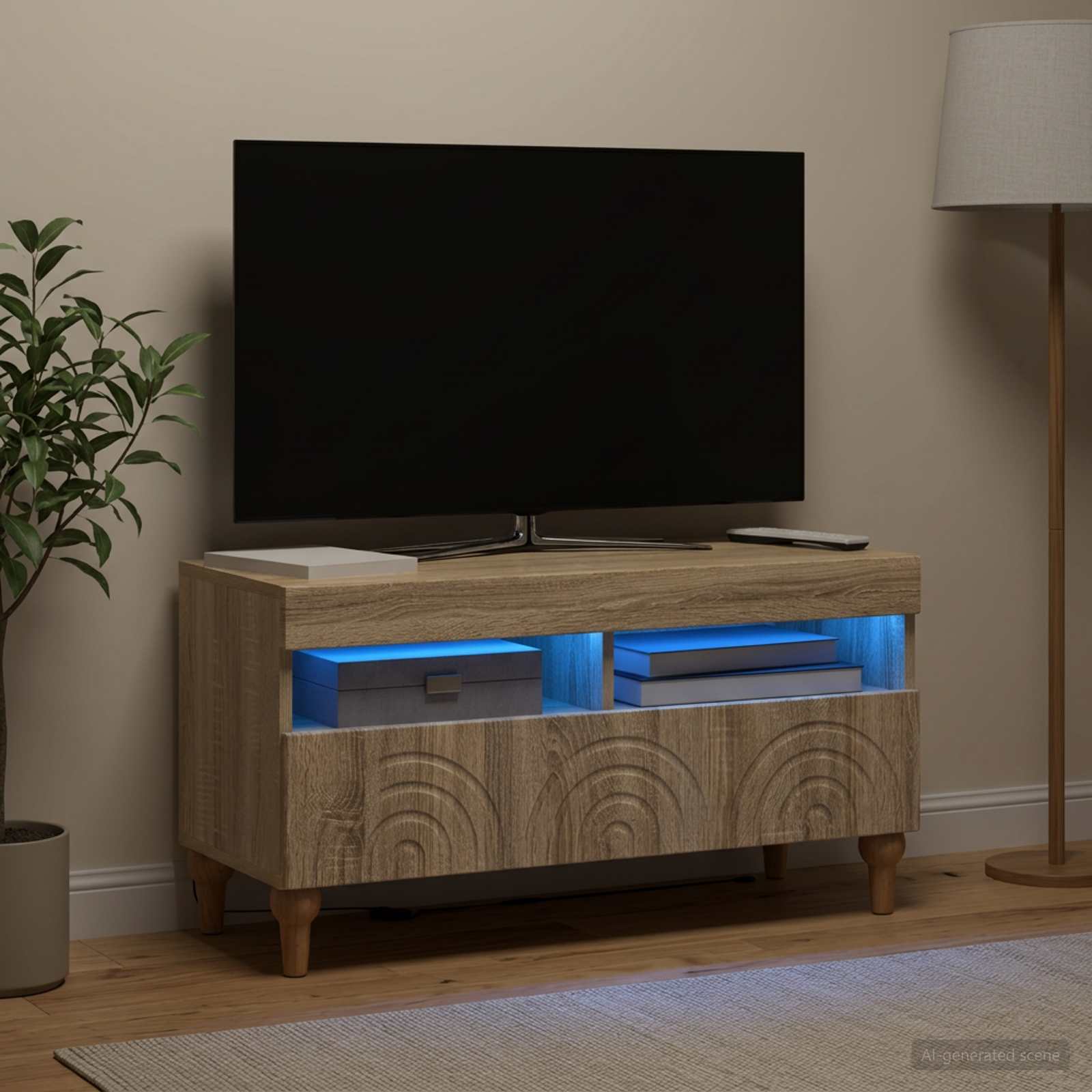 LED TV-kaappi Sonoma-tammi Tekninen puu