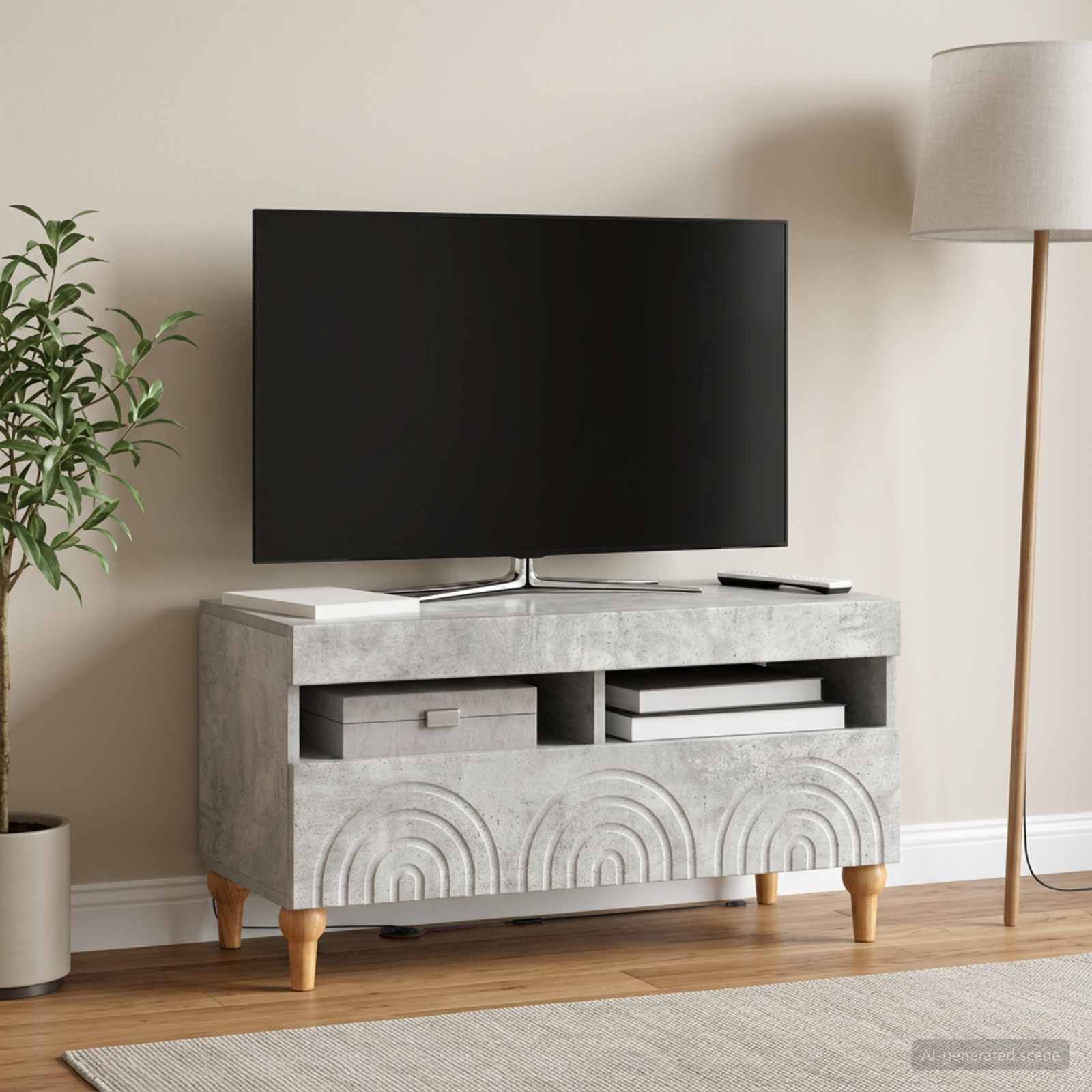 LED TV-kaappi ALKMAAR 81 x 35 x 43 cm Betoninharmaa - Image 4