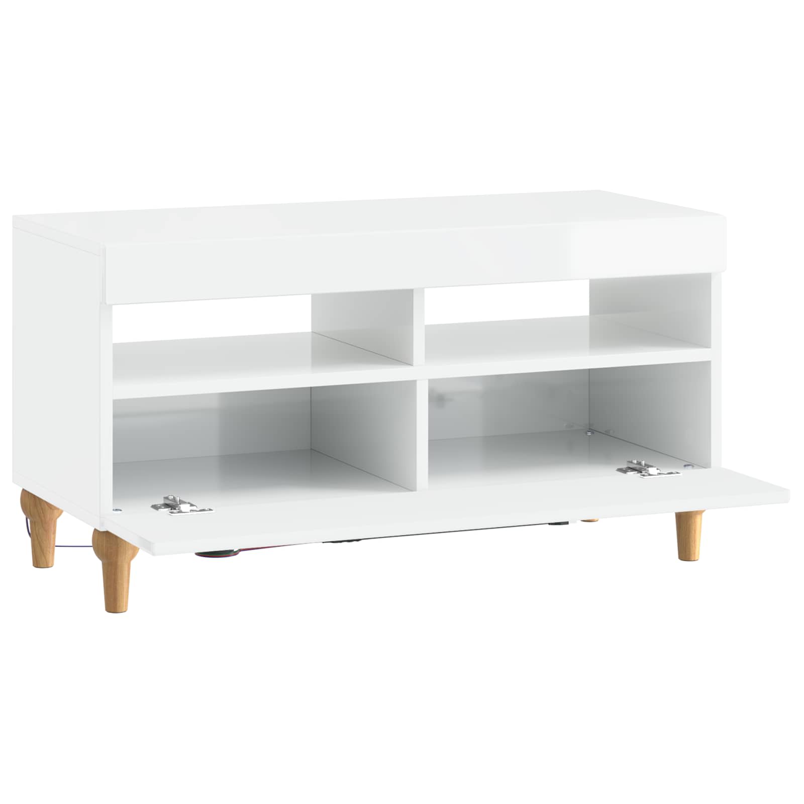 LED TV-kaappi Korkeakiiltoinen valkoinen Tekninen puu - Image 3