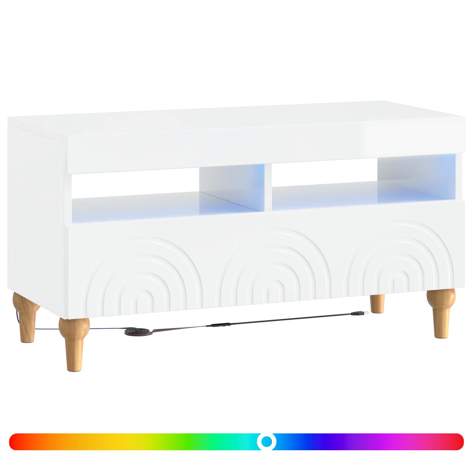LED TV-kaappi Korkeakiiltoinen valkoinen Tekninen puu - Image 2
