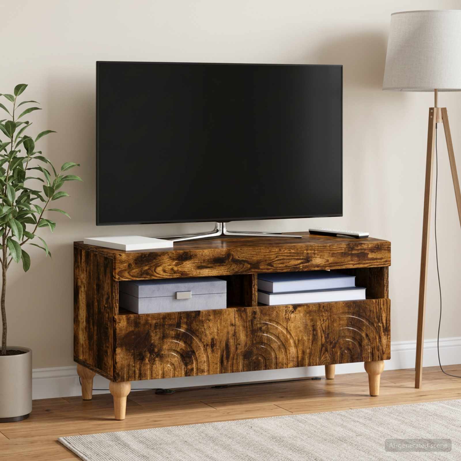 LED TV-kaappi ALKMAAR 81 x 35 x 43 cm Savutammi Tekninen puu - Image 4