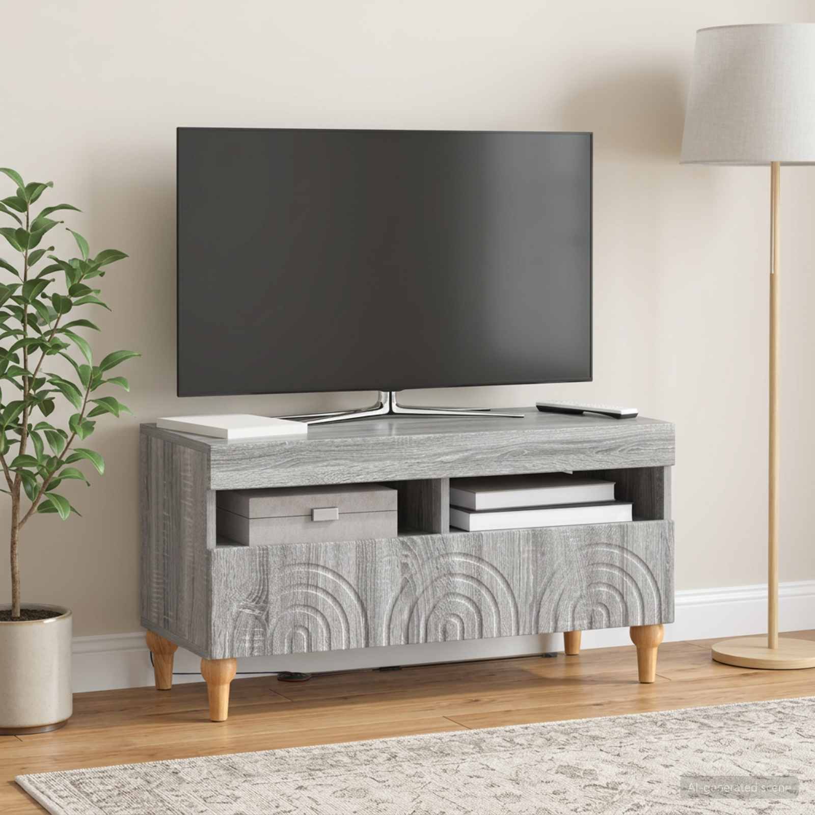 LED TV-kaappi Harmaa Sonoma Tekninen puu