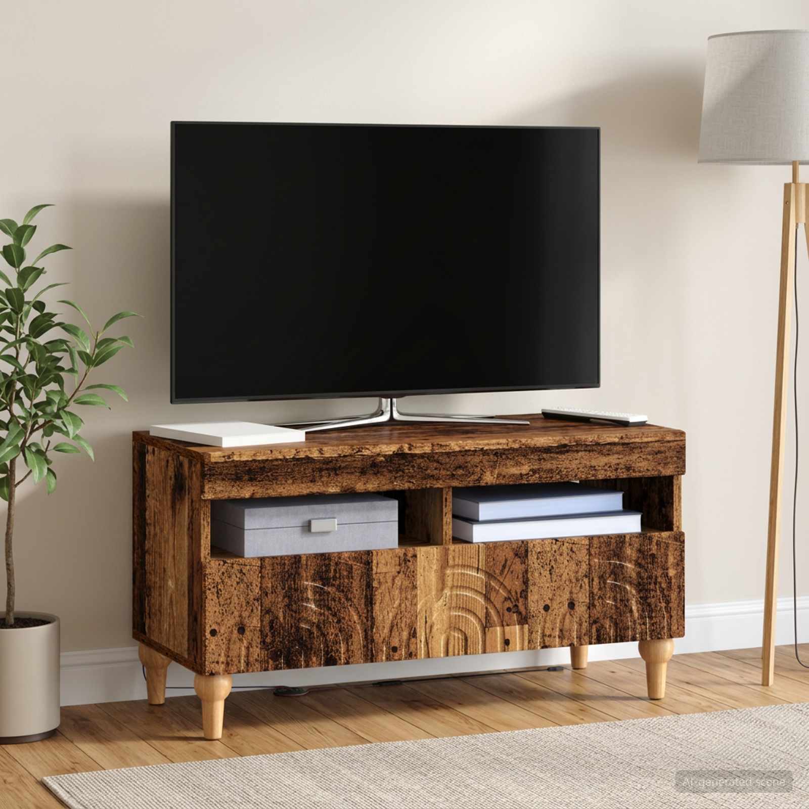 LED TV-kaappi Vanha puu Tekninen puu