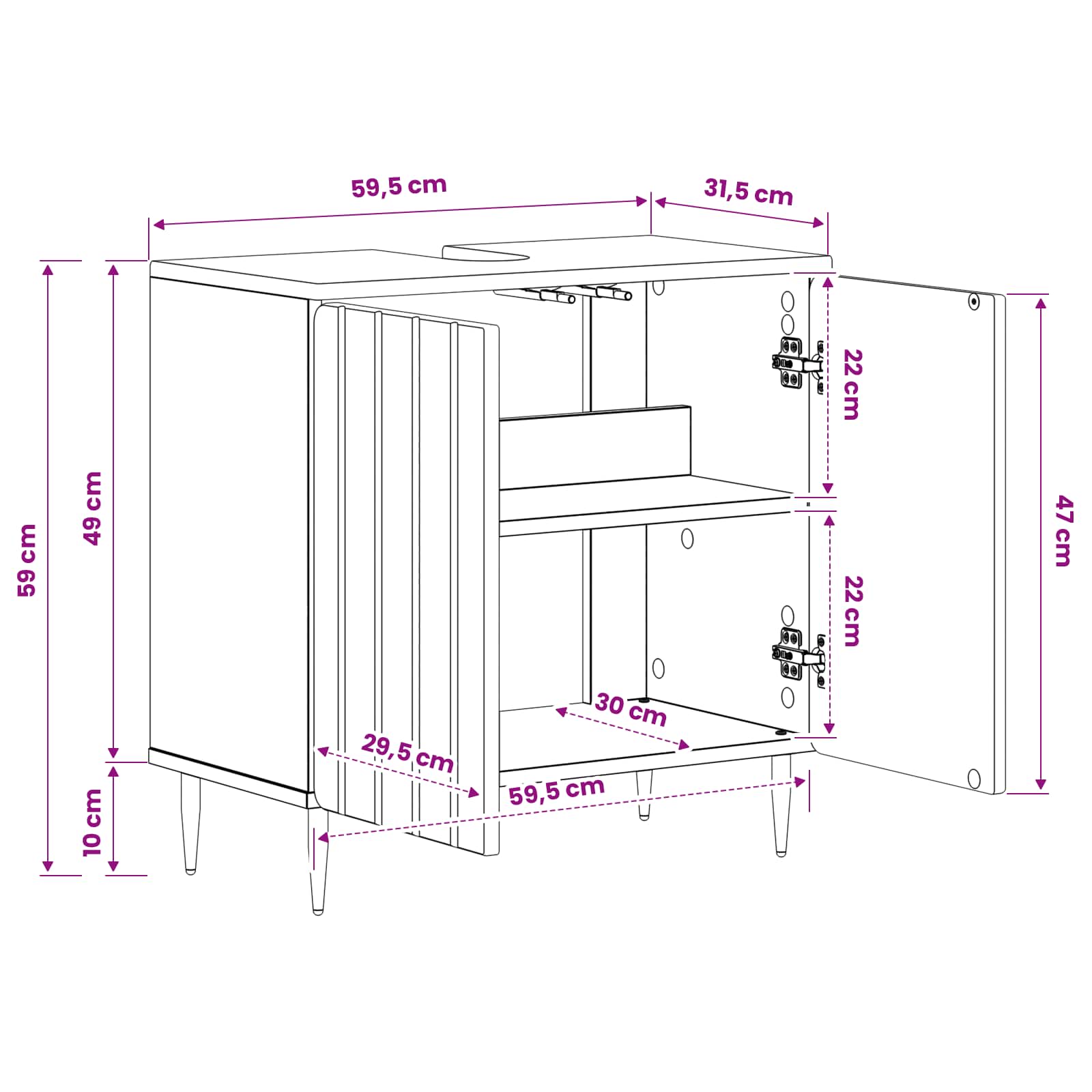 Kylpyhuoneen allaskaappi ZWOLLE Savutammi 59,5 x 31,5 x 59 cm - Image 10