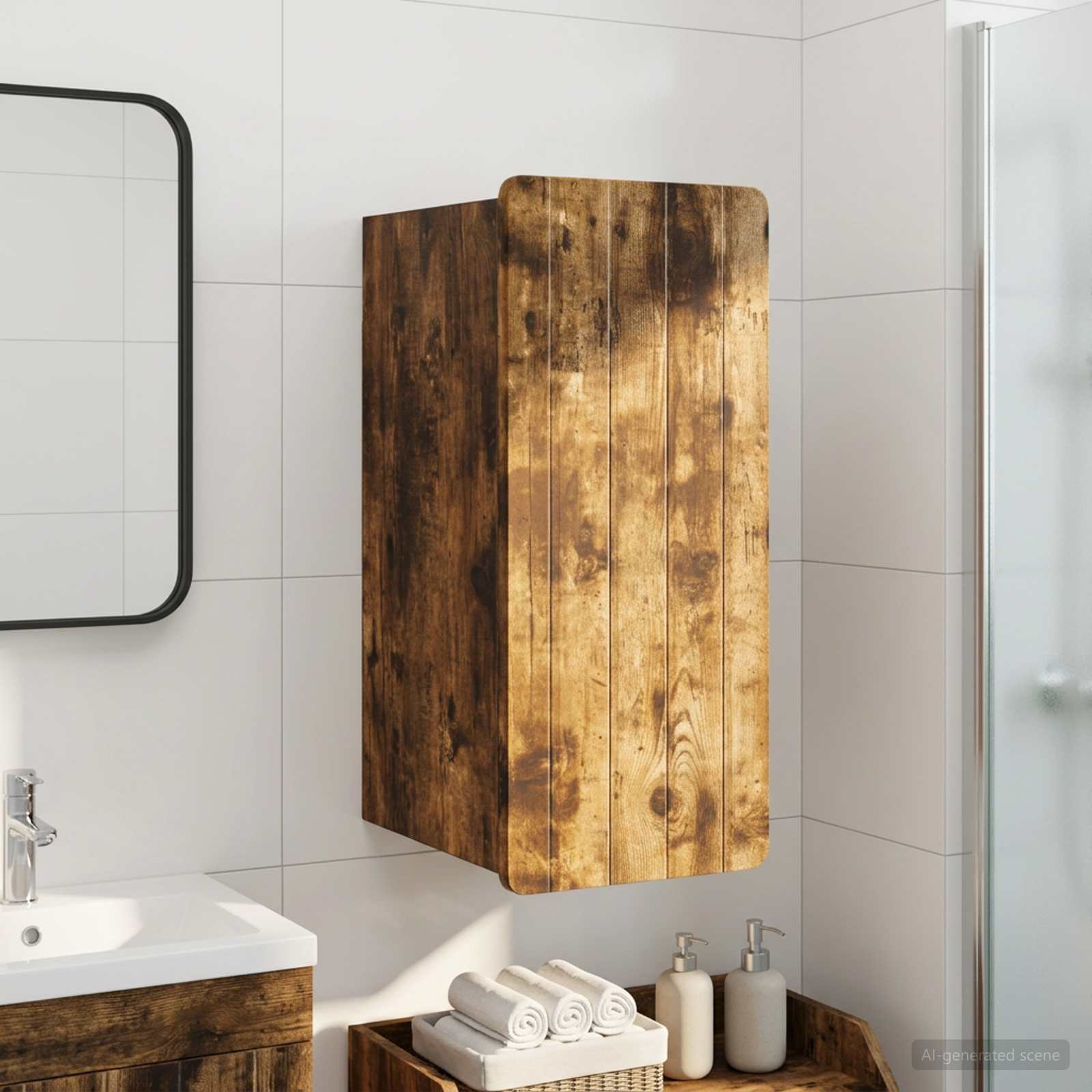 Armario de pared para baño ZWOLLE Roble Ahumado 30 x 31 x 63 cm