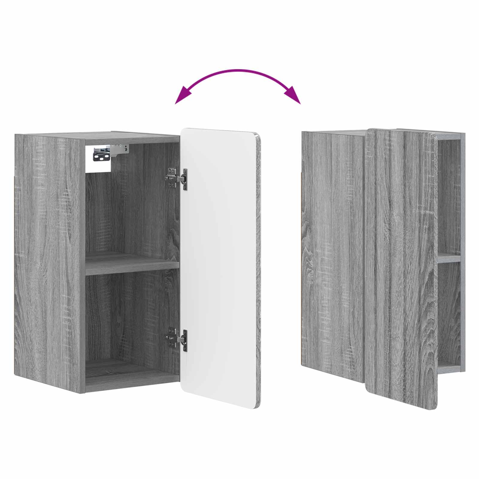 Armario de pared para baño ZWOLLE Sonoma gris 30 x 31 x 63 cm 8