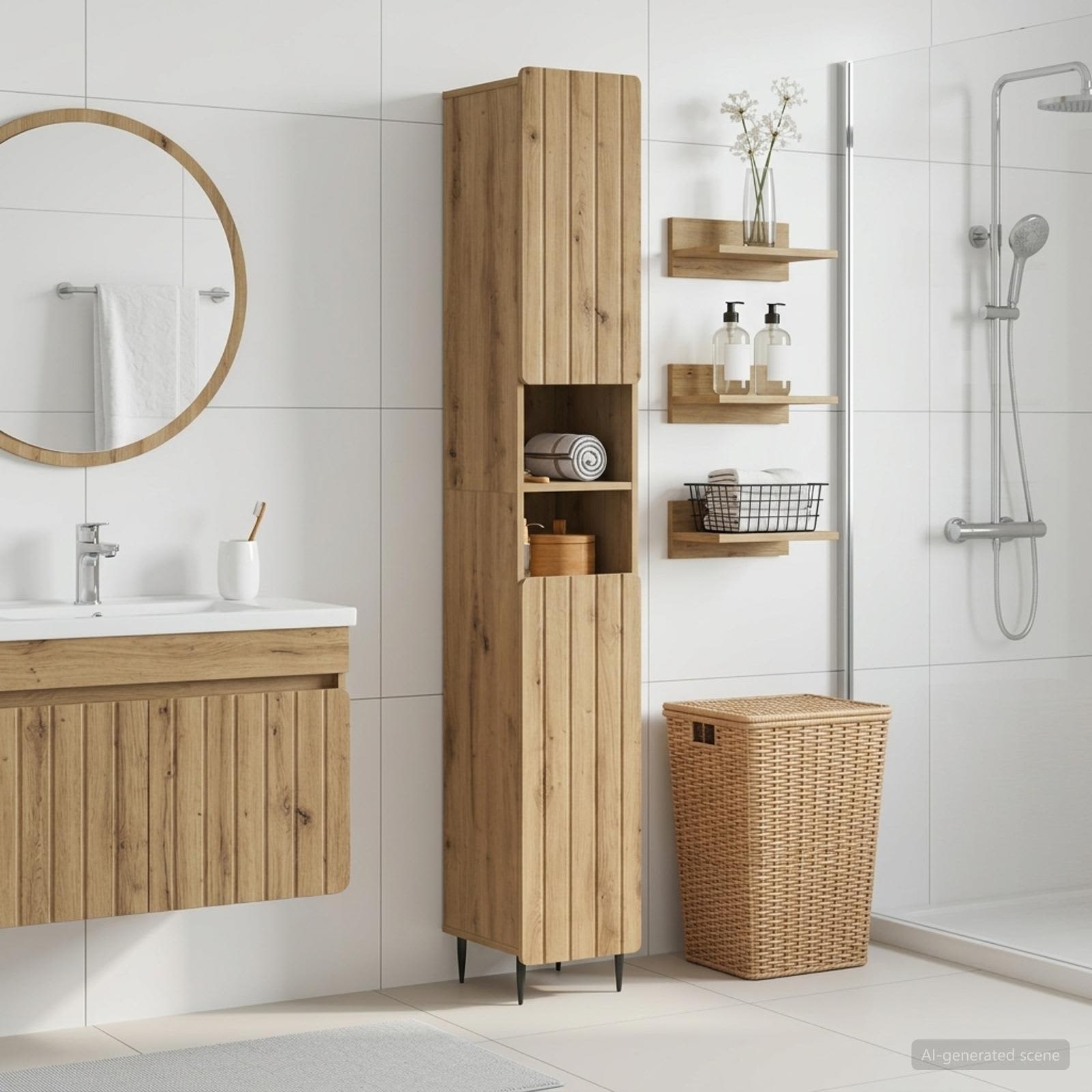 vidaXL Badezimmerschrank mit offenem Regal ZWOLLE Artisan-Eiche