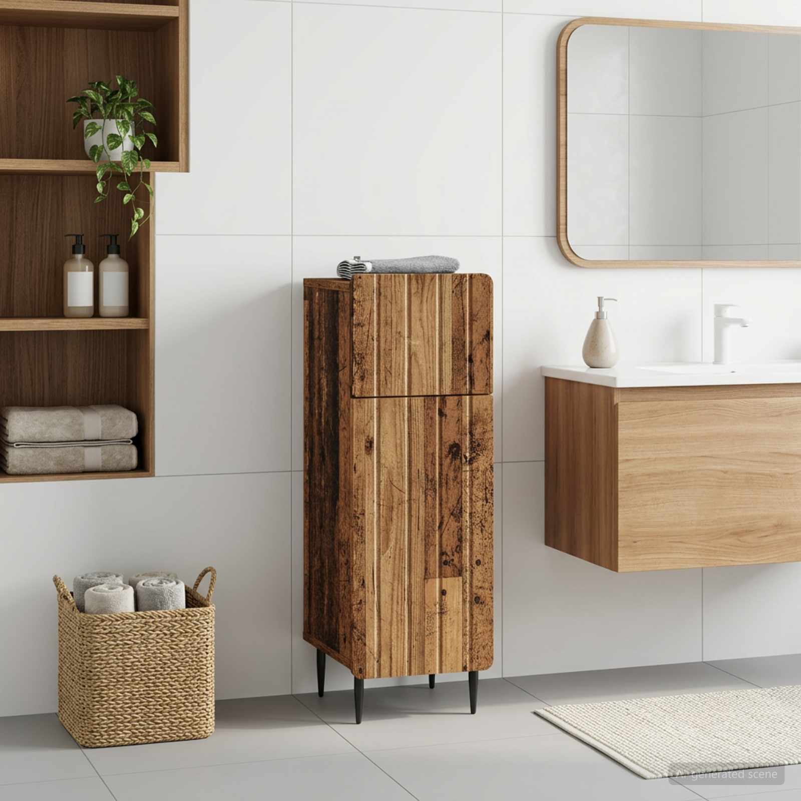 vidaXL Badrumsskrubb ZWOLLE Gammalt trä 30 x 31 x 79,5 cm