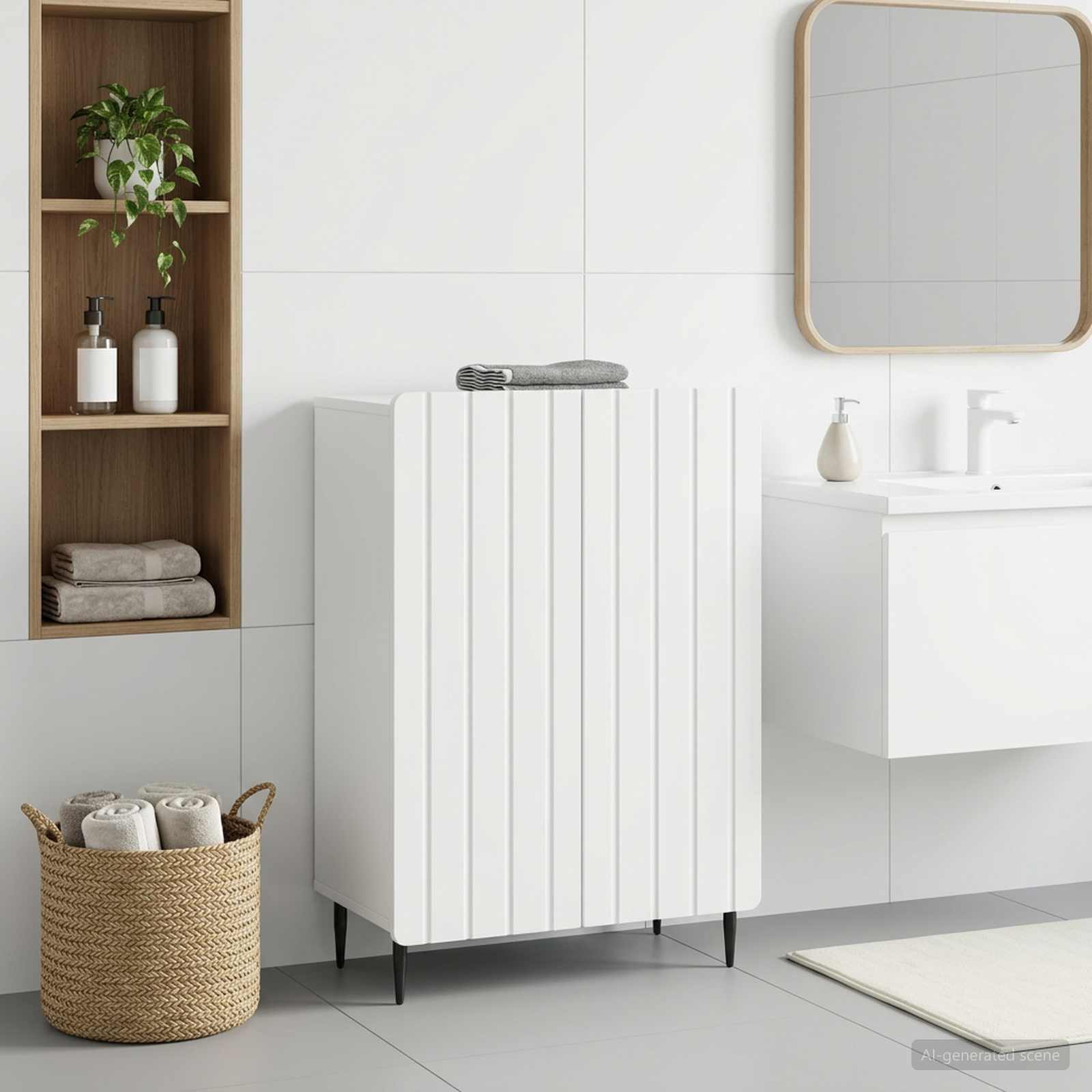 vidaXL Badrumsskrubb ZWOLLE Vit 59,5 x 31 x 79,5 cm Konstruerat trä