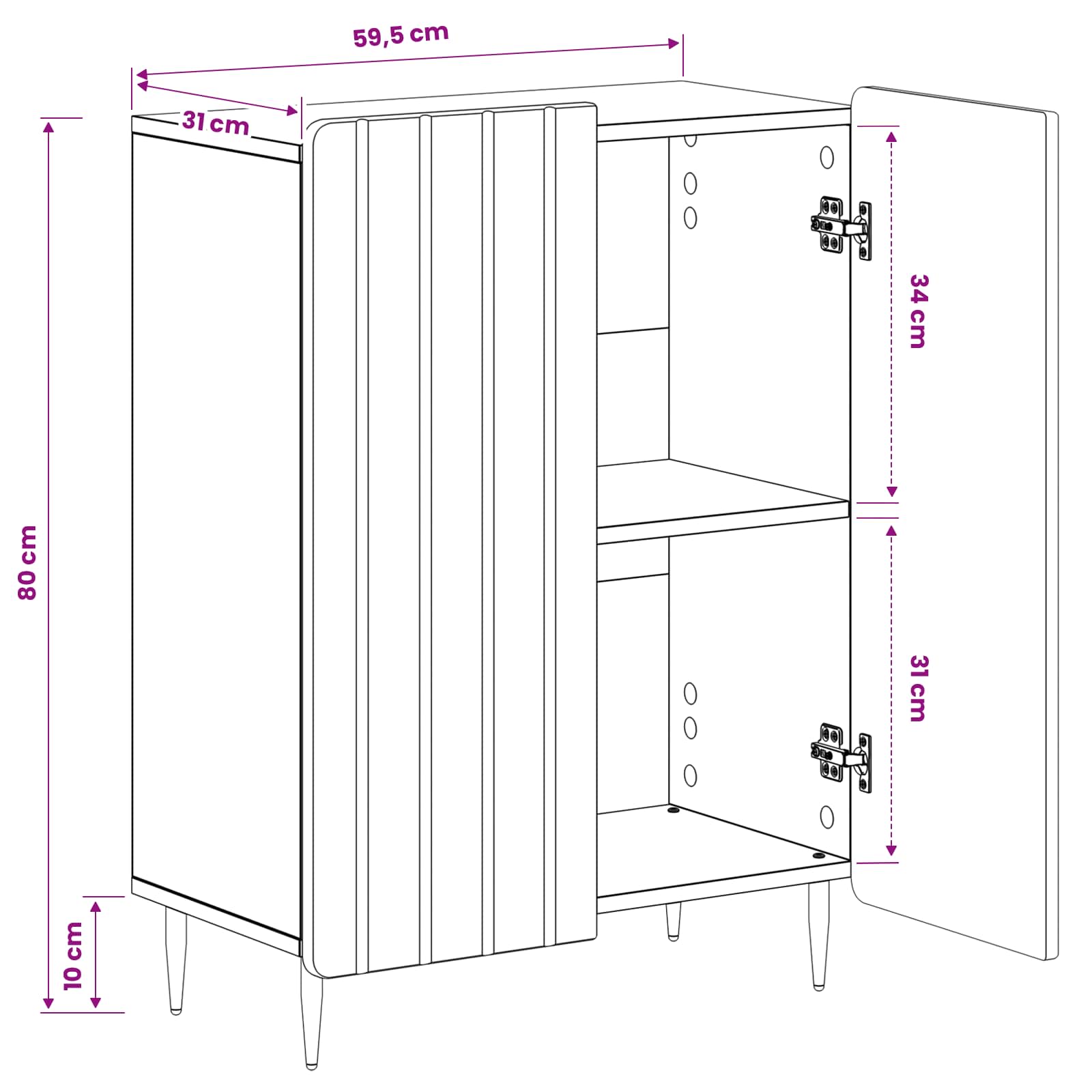 Bathroom Storage Cainet ZWOLLE size guide
